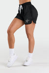 Front View of Black Miami Mecca Mesh 5 Shorts