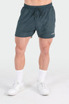 Front View of Forest Green Reps Mesh 5 Inch Fitted Shorts
