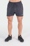 Front View of Onyx Gray Reps Mesh 5 Inch Fitted Shorts
