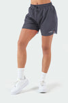 Front View of Onyx Grey Reps Mesh 5 Inch Shorts