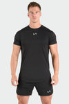 Front View of Black Reps Mesh Gym Tee