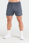 Front View of Iron Blue Reps Performance Mesh 5.5 Inch Shorts
