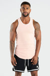 Front View of Faded Salmon Script Ribbed Relaxed Fit Tank