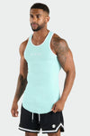 Front View of Seafoam Green Script Ribbed Relaxed Fit Tank