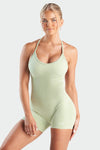 Front View of Vintage Matcha Sculpt Seamless Scrunch Butt Onesie