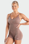 Front View of Vintage Latte Sculpt Seamless Scrunch Butt Onesie