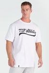 Front View of White TLF Athletics Oversized Tee