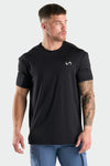 Front View of Black Train Infi Dry Swole Tee