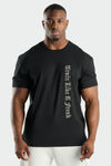 Front View of Black Train Like A Freak Gothic Swole Tee