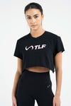 3-D Gym Crop Tee - Best Workout Crop Tops - Black - 1