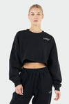 TLF Chill Fleece Oversized Crop Sweatshirt - Oversized Black Sweatshirt - Black - 1