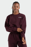 TLF Chill Fleece Oversized Crop Sweatshirt: Workout Sweatshirt Womens – Red – Maroon - Cherry - 1