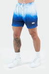 Front Image of TLF GTS Blue Geo Ombre Mesh 5” Shorts 