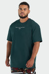 Front View of Take Life Further Oversized Tee Dark Harvest Green