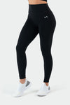 Front View of Black Tempo High Waisted Workout Leggings