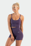 Full Model Image of Tempo Multi-Back Strap Sports Bra Dark Grape