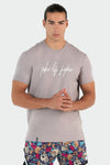 Front Image of Warm Taupe TLF Script Swole Tee