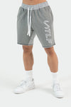 Front View of Cinder Heather Varsity Descend Shorts