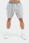 Front View of Silver Gray Heather Varsity Descend Shorts