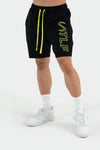 Front View of Black Bio Lime Varsity Shorts 2.0