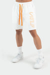 Front View of White Bio Orange Varsity Shorts 2.0