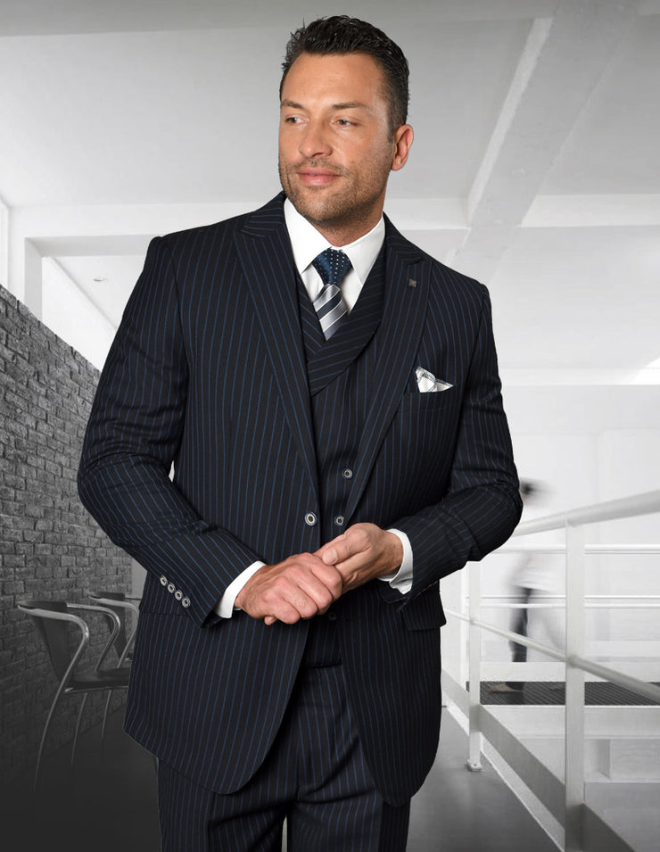 BISHOP NAVY REGULAR FIT 3 PC SUIT – B2outlet