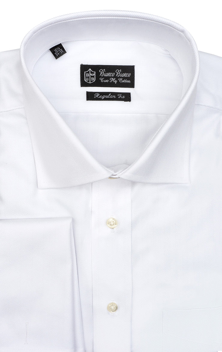 white herringbone dress shirt