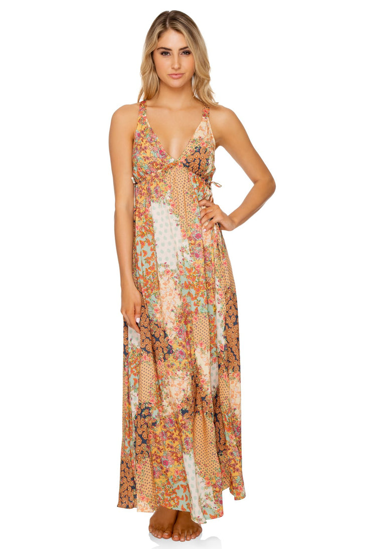 Salty but Sweet Deep V-Neck Maxi Dress - Multicolor – Luli Fama