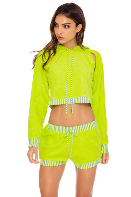 lime green crop top hoodie