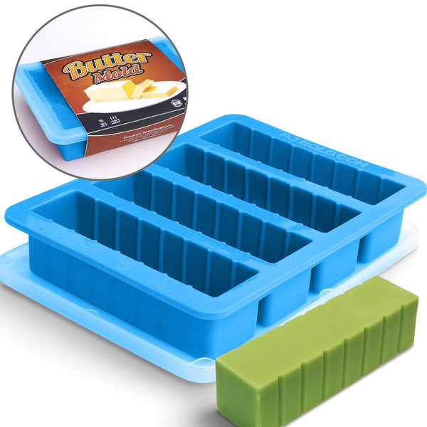 Silicone Butter Mold Tray w/Lid by HOMEVIVA - Non-Stick Cavities Great For  Ice Cube, Soap, Energy Bar, NEW 2021 Blue Green Tie Dye Color