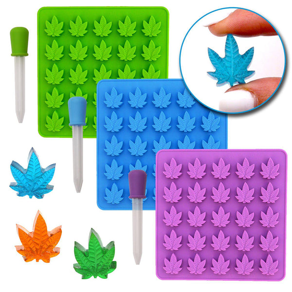 MoldFun 2-Pack Leaf Silicone Molds Set for Making Small Soap Chocolate Candy Gummy Baking Cake Jello Jelly Wax Crayon Melt Ice Cube Tray