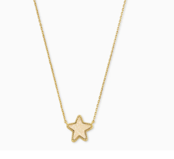 Jae Star Drusy in Gold Chain Extended Length Pendant Necklace