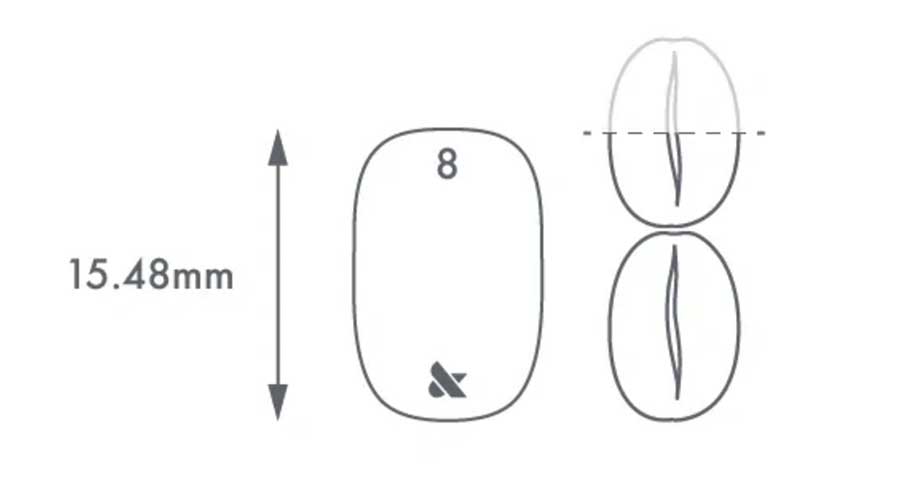 Short  pointer finger length is 15.48mm length comparable to one and a half coffe beans stacked lengthwise 