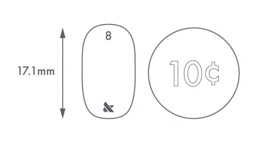 Medium  pointer finger length is 17.1mm length comparable to a dime's width 