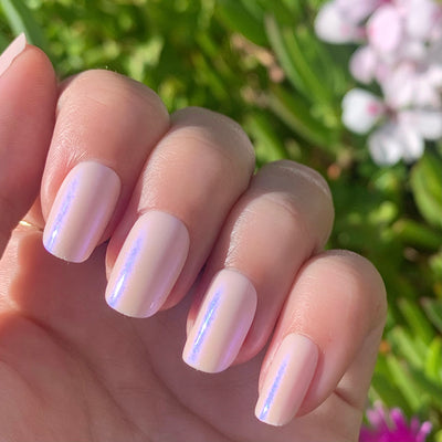 light pink iridescent nail polish