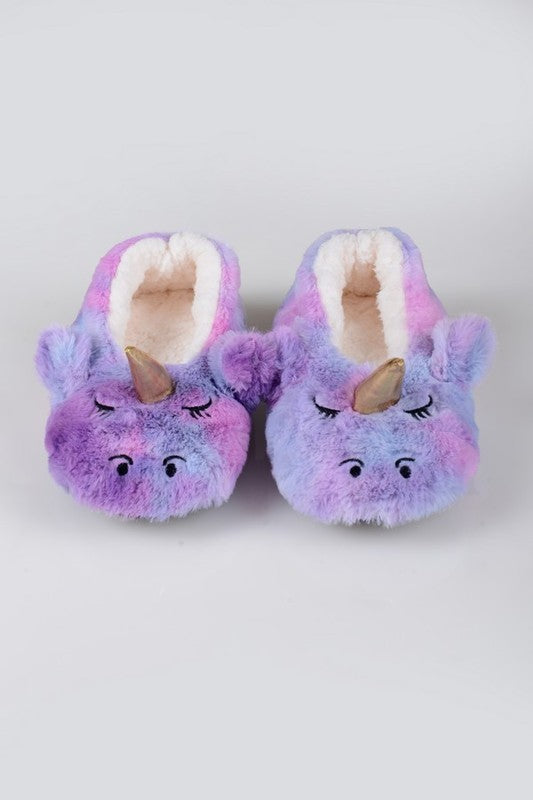 rainbow fuzzy slippers