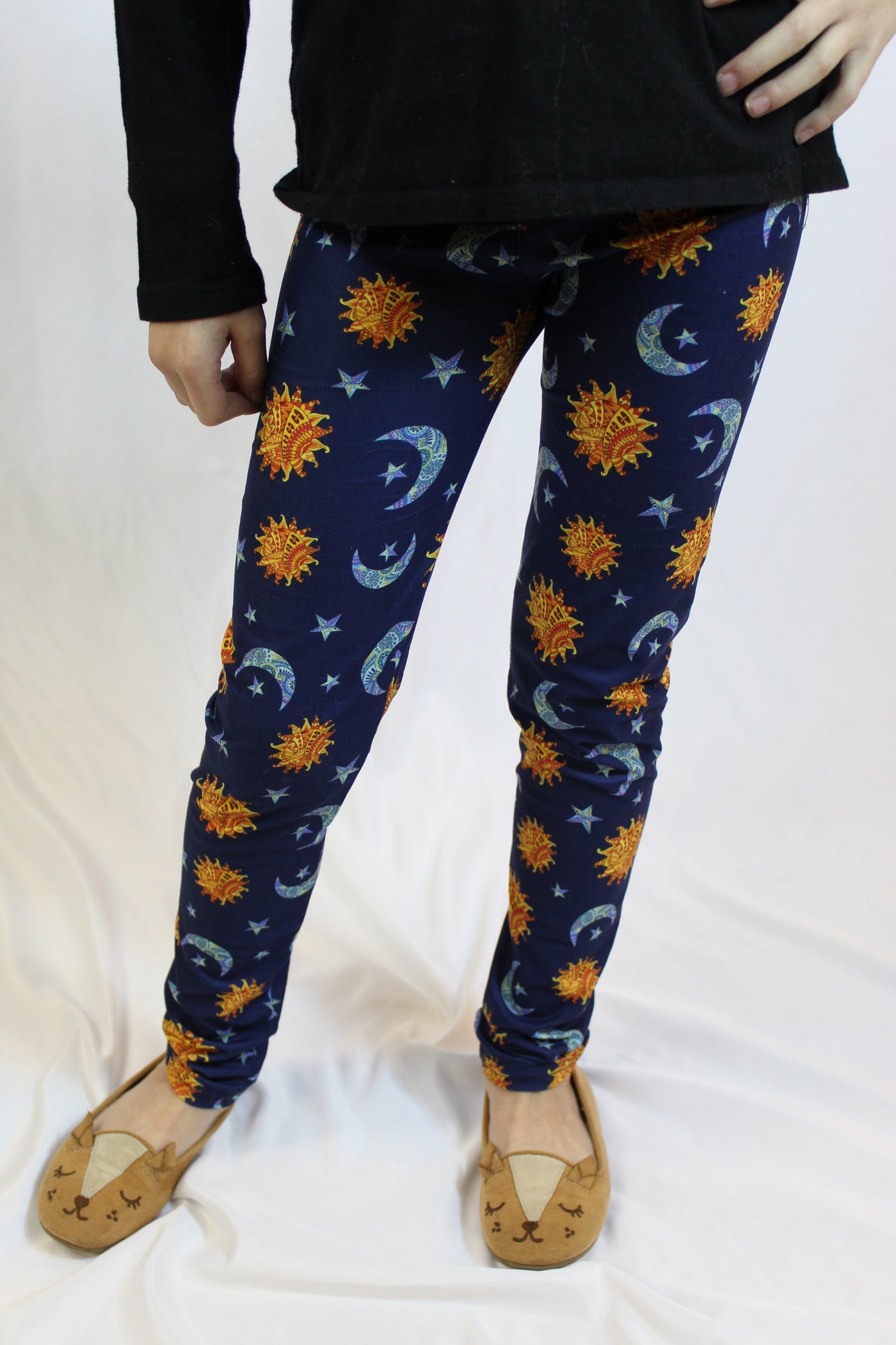 navy blue patterned leggings