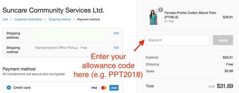 Using allowance code example