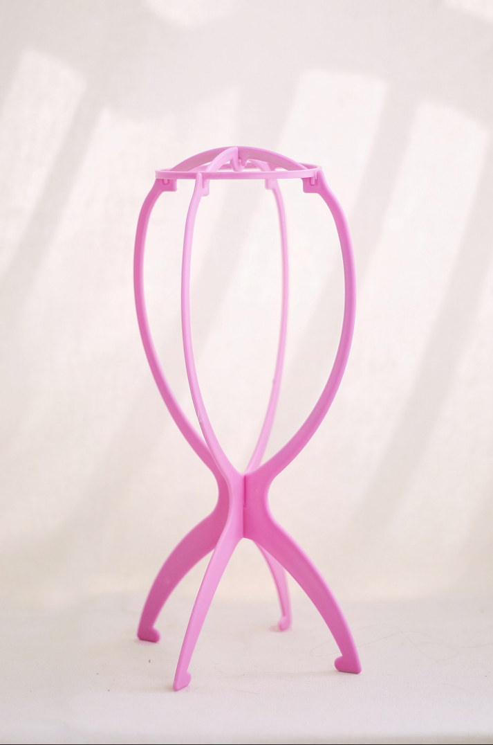 Pink Foldable Wig Stand