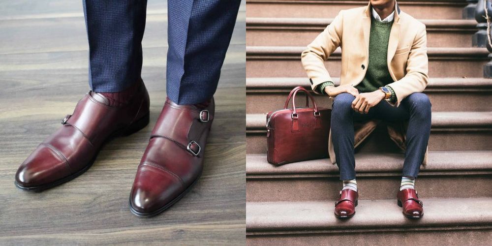 Outfits with Oxblood Monk Straps 