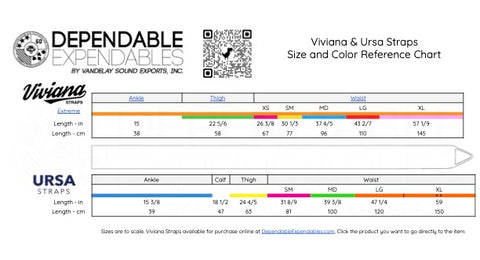 Viviana & Ursa Straps length and color chart