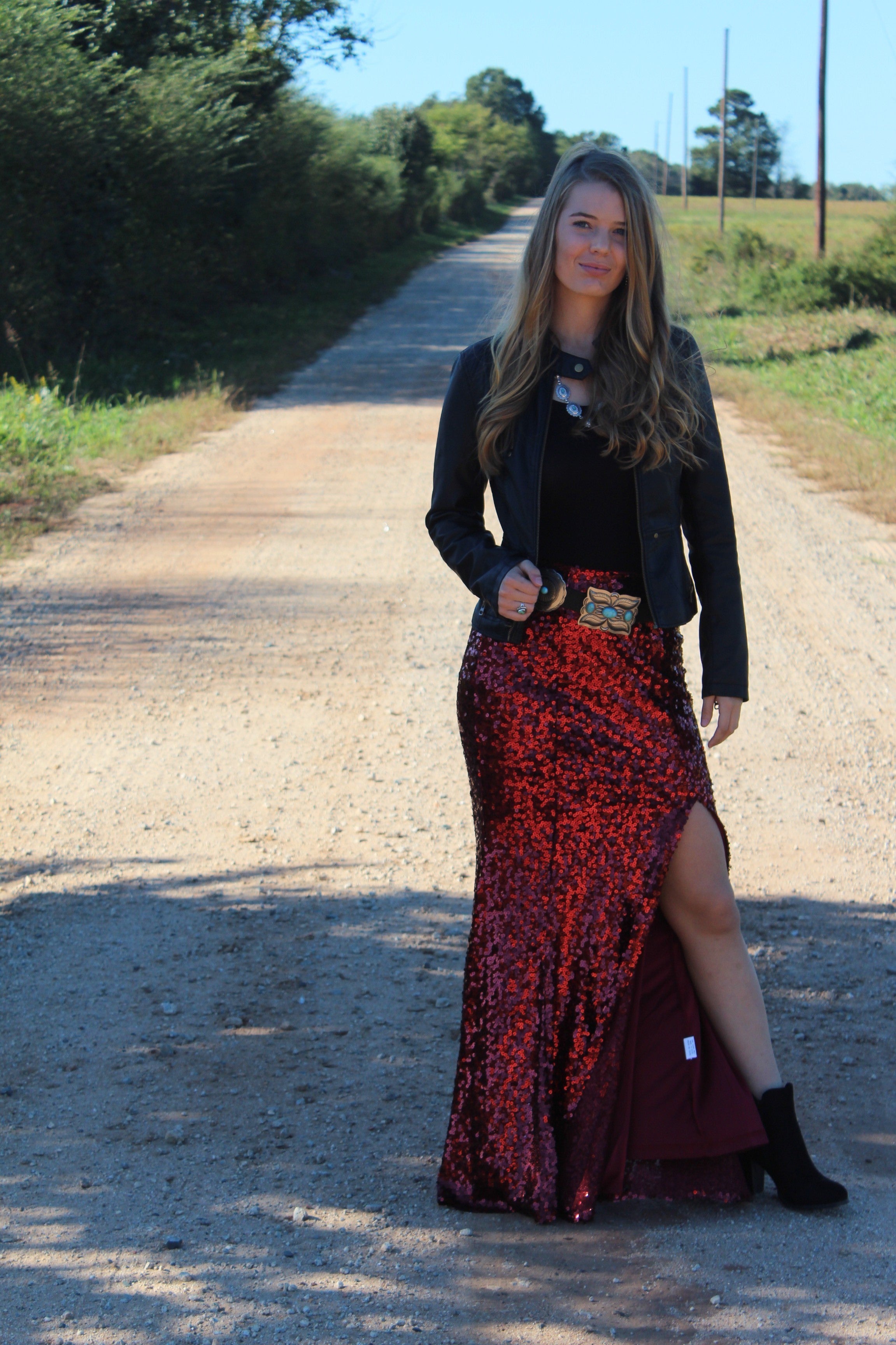 maroon sequin skirt