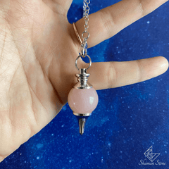 Pendule divinatoire en quartz rose