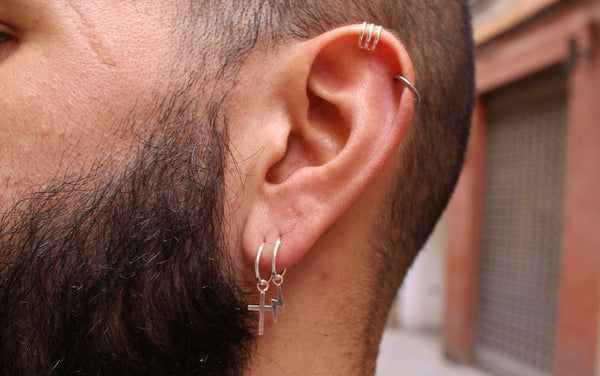 boucles d'oreilles créoles en argent pour hommes