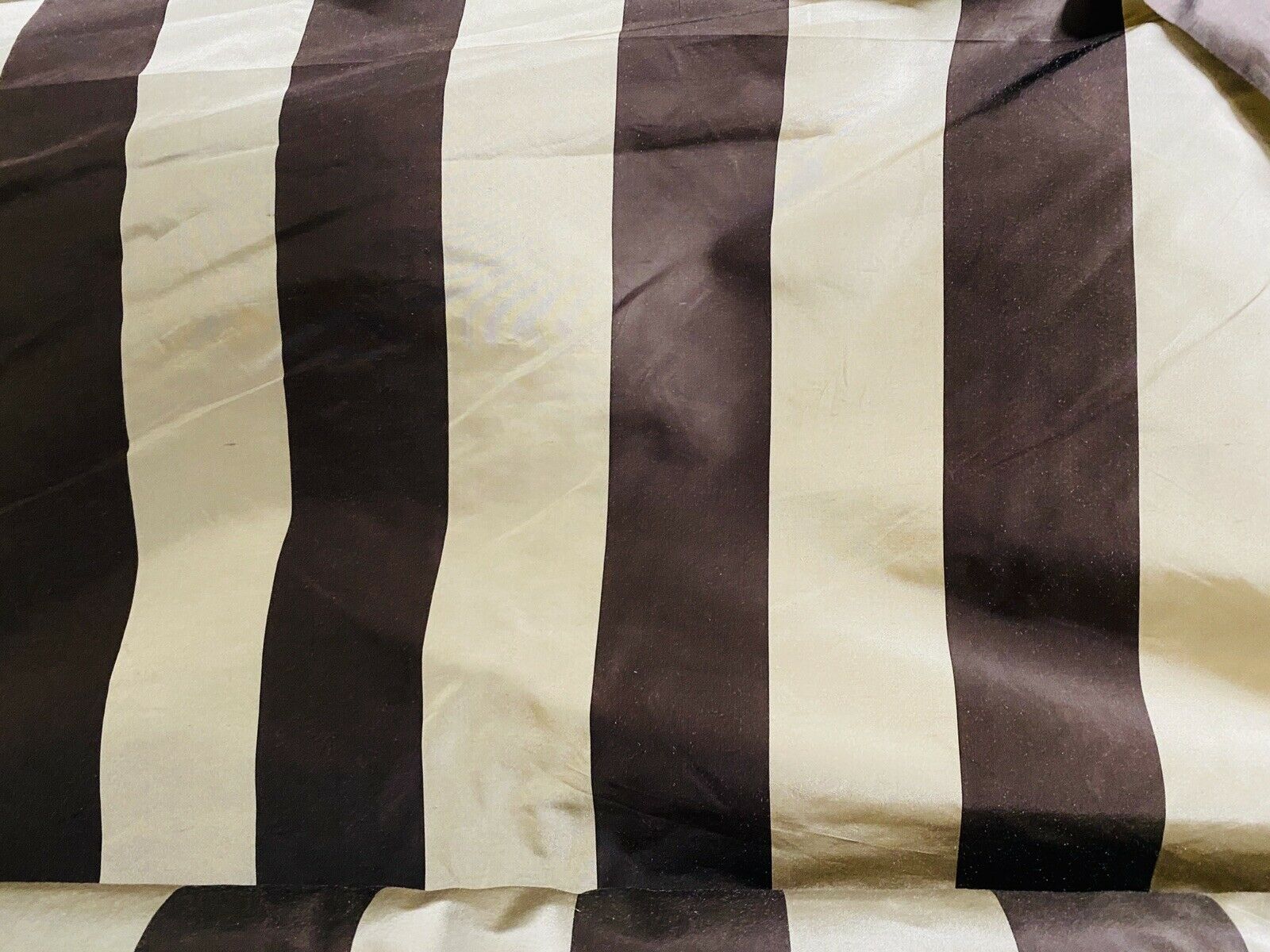 NEW 100% Silk Taffeta Brown & Cream Striped Fabric | www