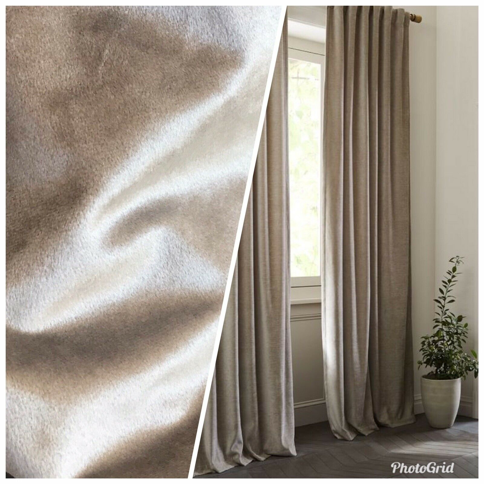 Designer Velvet Upholstery & Drapery Fabric Light Taupe Grey By The