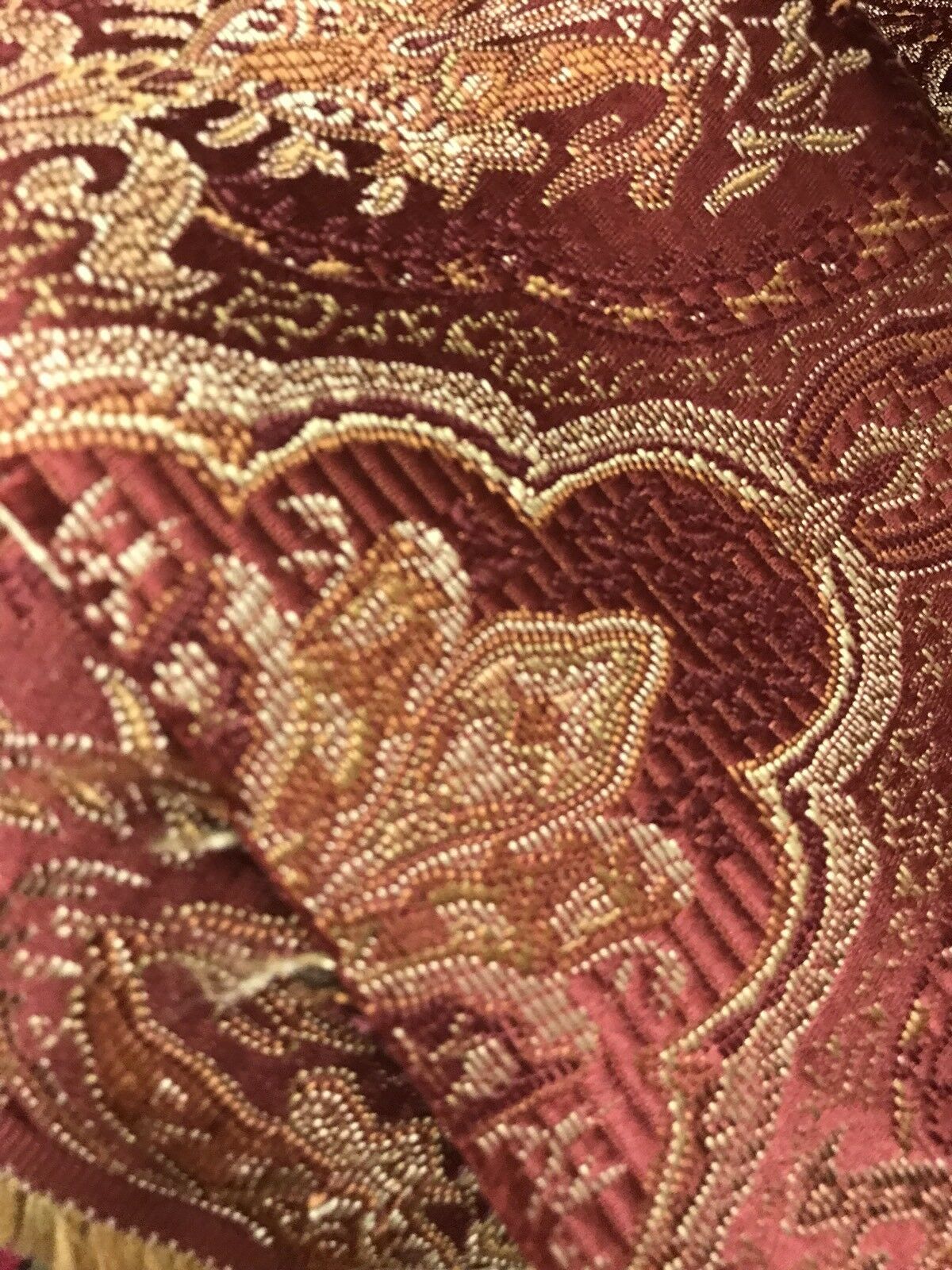 3/4 Yard Remnant- 110" wide- Brocade Bohemian Upholstery Fabric - Wine Red | www ...