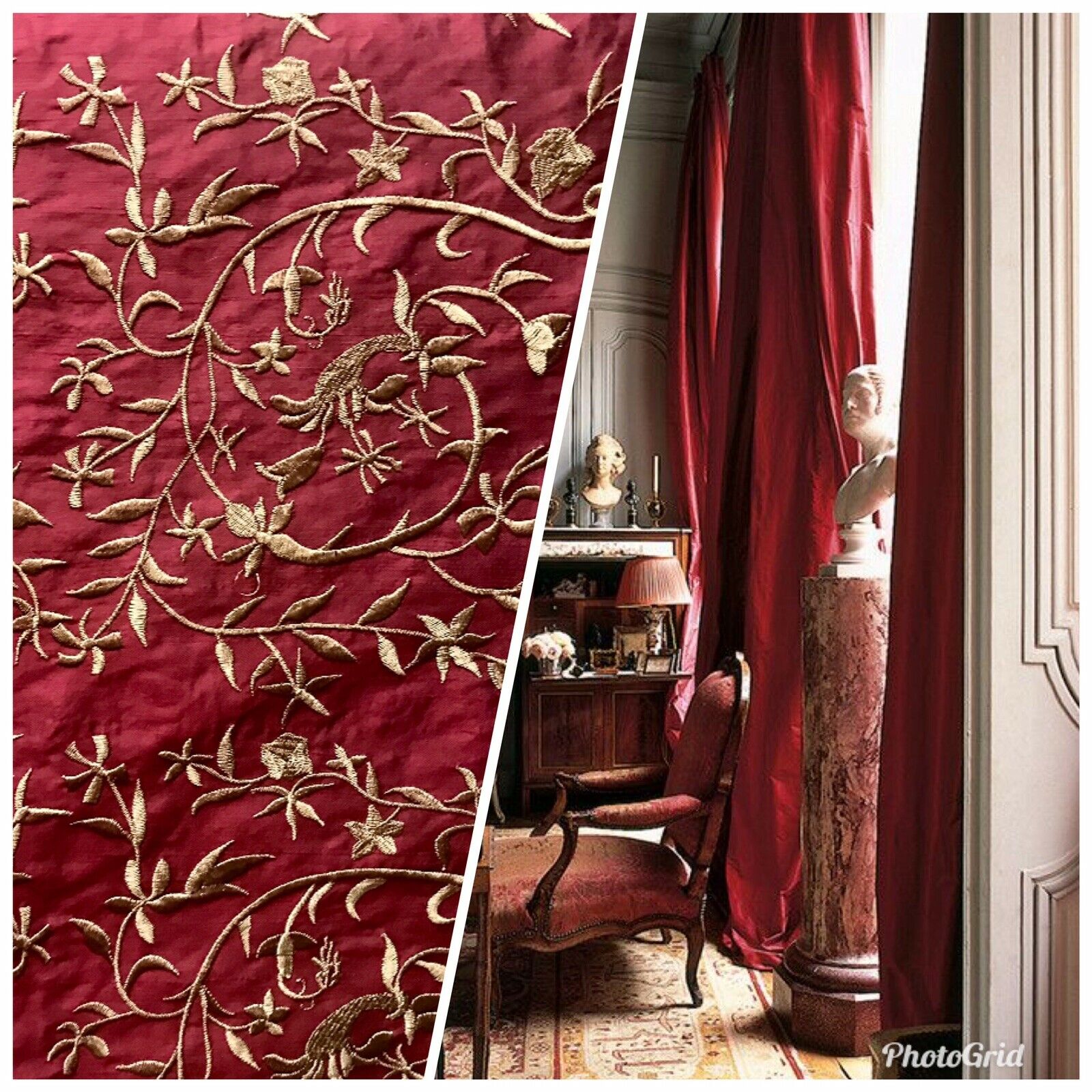 dark red curtain fabric