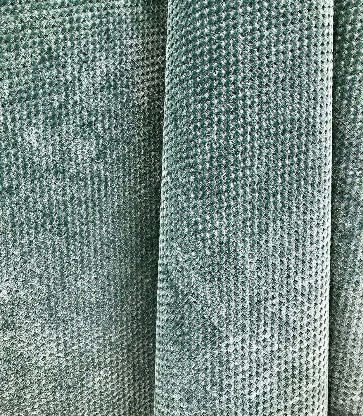 NEW Designer Velvet Checkered Upholstery Fabric - Spearmint Green- By ...