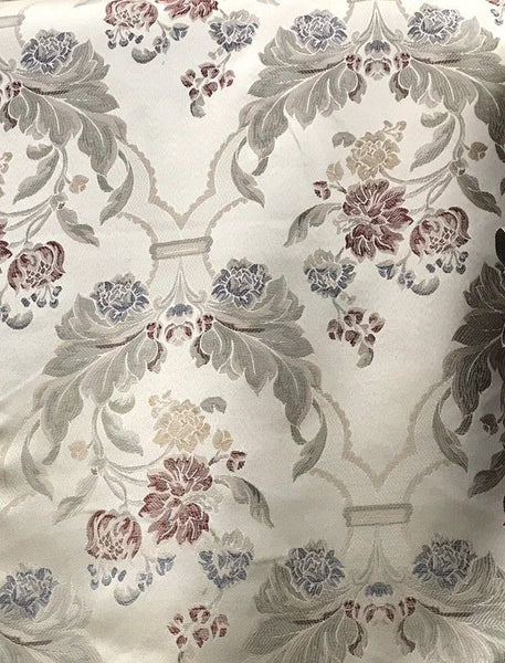 NEW! Designer Brocade Satin Fabric- Antique Ivory - Upholstery Damask